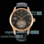 Swiss IWC Schaffhausen Portugieser Black Face Rose Gold Tourbillon Clone Watch 